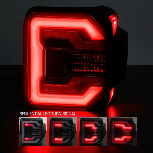Renegade Tail Lights With Sequential Turn Signal / Sequential Brake Lamp - Black / Clear CTRNG0650-BC-SQ